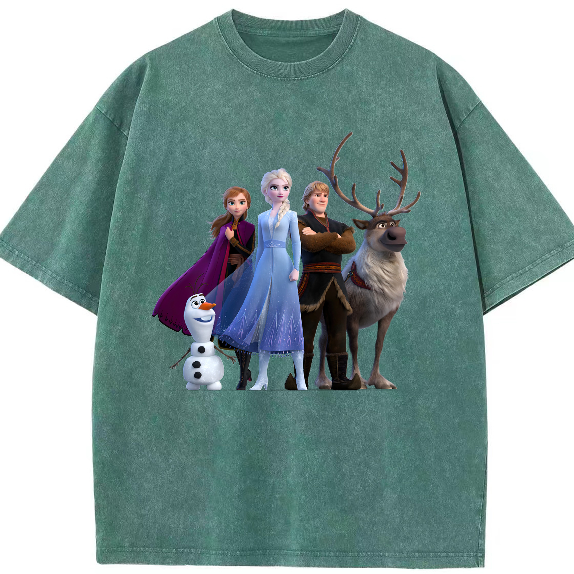 （画像用） アナと雪の女王 アンナ エルサ Frozen Anna Elsa 綿100% ヴィンテージ風 半袖Tシャツ（フロントプリント）